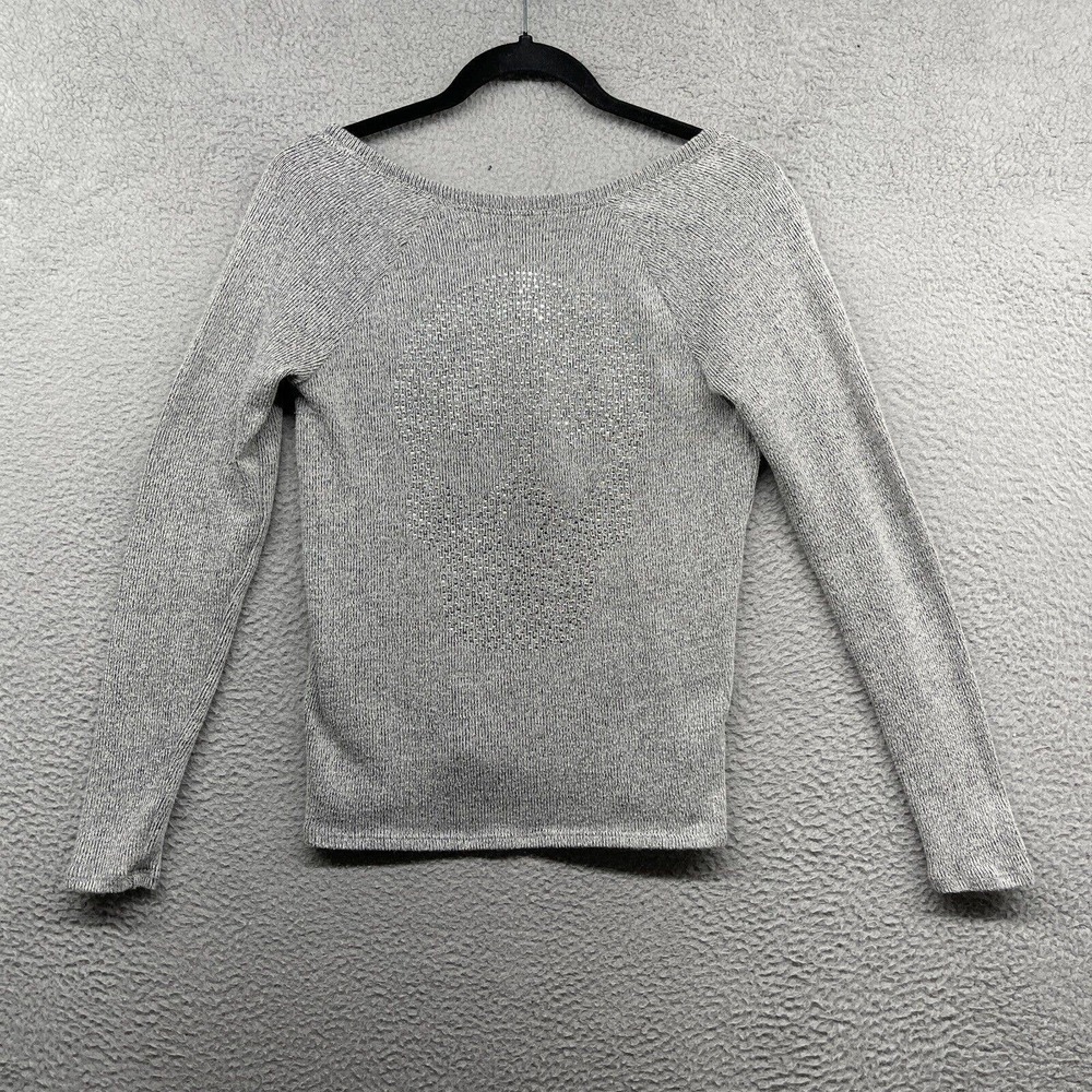 PINK Victorias Secret Womens Gray Knit Skull Rhinestone Low Back Scoop Size XS